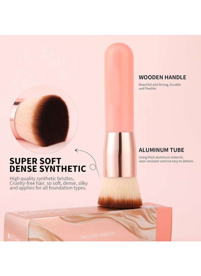 Goolsky Foundation Brush for Liquid Makeup, Self Tanner Brush Flat Top Kabuki Professional Makeup Brushes Blending Mineral Powder Buffing Stippling Makeup Tools, Pink  - Image 5