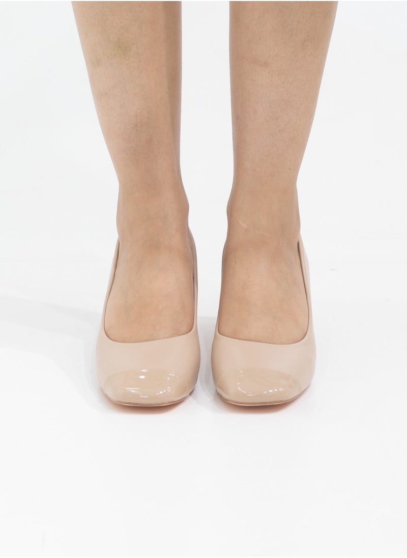 LAMARAPARIS - Delilah comfy 5cm heel pointy court shoe champagne - Image 1