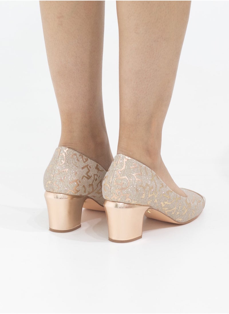 LAMARAPARIS - Delilah comfy 5cm heel pointy court shoe champagne - Image 1