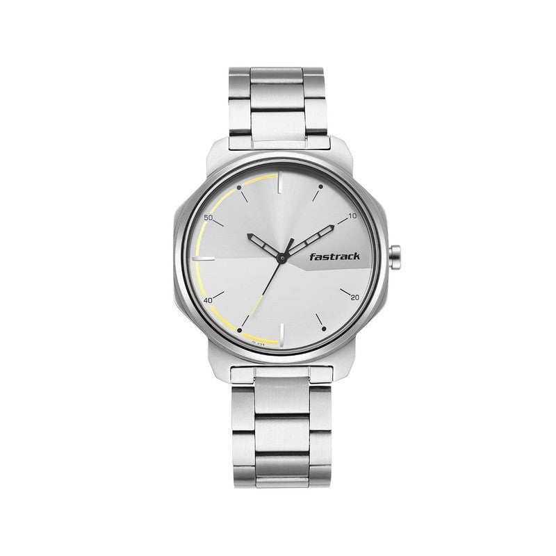 Fastrack Stunners Men Quartz Analog | Sleek All-Silver Dial with Polished Markers | Durable Stainless Steel Metal Strap & 50M Water Resistance - 3254SM01 - Image 1
