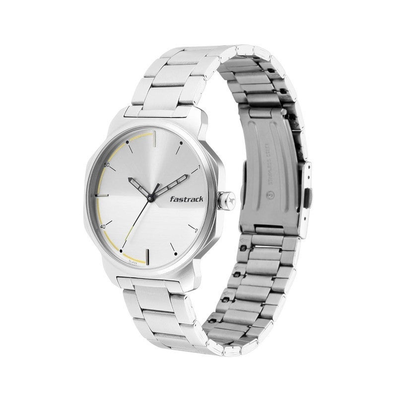 Fastrack Stunners Men Quartz Analog | Sleek All-Silver Dial with Polished Markers | Durable Stainless Steel Metal Strap & 50M Water Resistance - 3254SM01 - Image 4