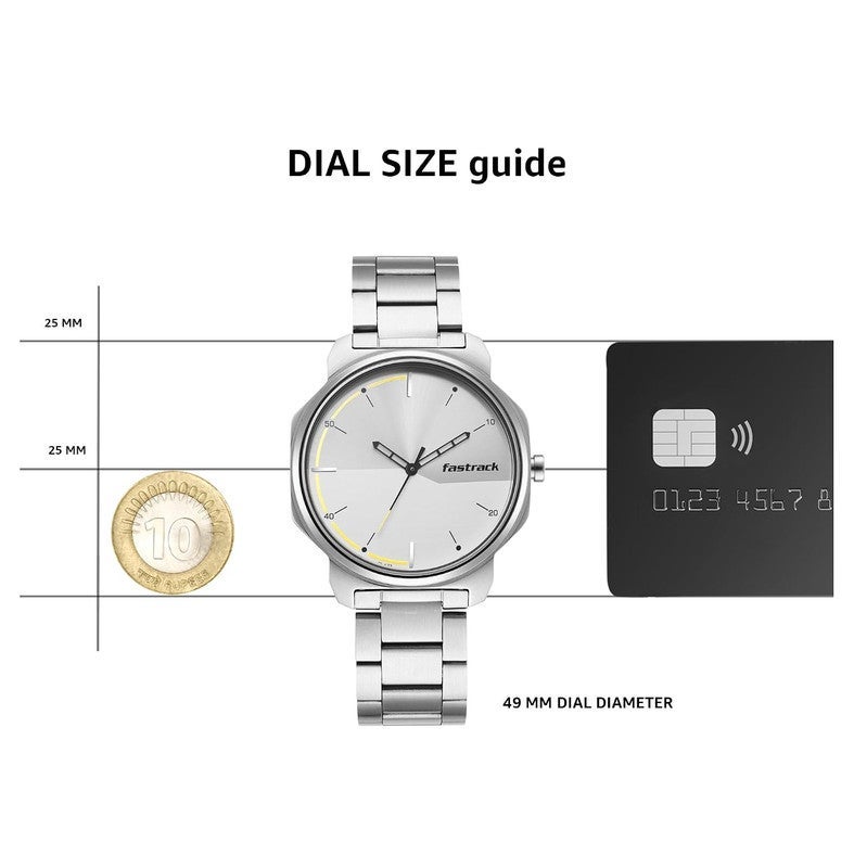 Fastrack Stunners Men Quartz Analog | Sleek All-Silver Dial with Polished Markers | Durable Stainless Steel Metal Strap & 50M Water Resistance - 3254SM01 - Image 2