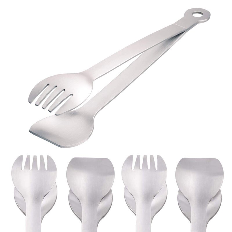 HINMAY Small Serving Tongs 6Inch Stainless Steel Mini Appetizer Tongs Set of 4 Brushed