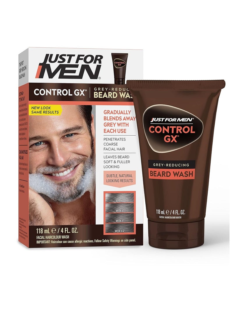 Just For Men Just For Men Control GX Grey Reducing Beard Wash Shampoo, Gradually Colors Mustache and Beard, Leaves Facial Hair Softer and Fuller, 4 Fl Oz - Pack of 1  - Image 1