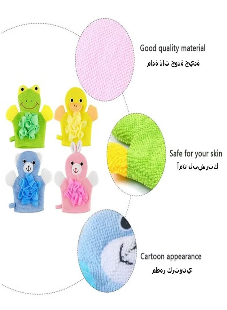NoorTech 4 PCS Baby Bath Sponge Mitts with Animal Design, Cute Hand Puppets Washcloth Mitt Bath Glove, Shower Bath Sponge (Rabbit, Frog, Duck, Bear) - Image 3
