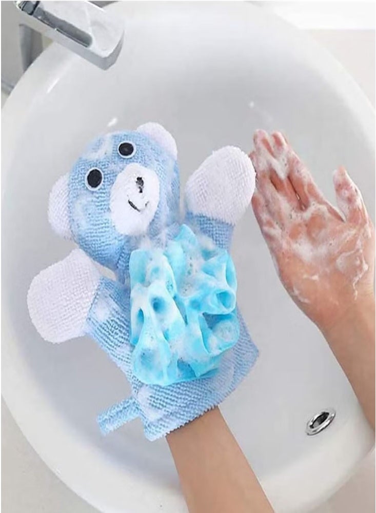NoorTech 4 PCS Baby Bath Sponge Mitts with Animal Design, Cute Hand Puppets Washcloth Mitt Bath Glove, Shower Bath Sponge (Rabbit, Frog, Duck, Bear) - Image 5