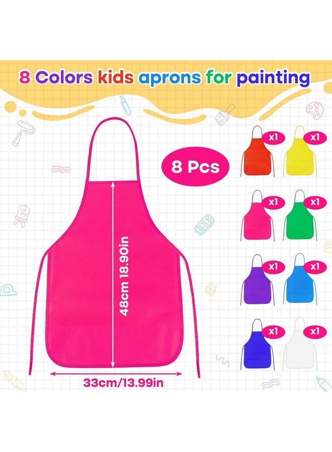 PLULON 8 Pcs Kids Aprons - Art Apron Smocks for Painting, Craft, Kitchen & Classroom Party Supplies - Image 2