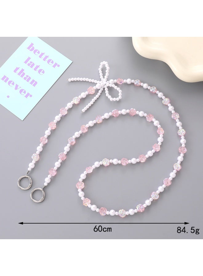 NIBEMINENT Super Cute Beaded Phone Charm – Trendy Phone Chain Wrist Strap, Shining Beads Chain Lanyard for Cell Phone