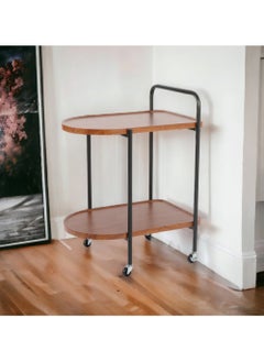 Extra A two-storey side service table for an elegant and ideal home, suitable for serving coffee and tea - brown and equipped with wheels to facilitate movement  - Image 1