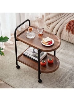 Extra A two-storey side service table for an elegant and ideal home, suitable for serving coffee and tea - brown and equipped with wheels to facilitate movement  - Image 2