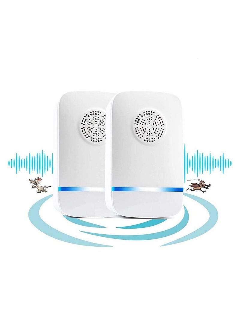 Captaintech Ultrasonic Pest Repeller Electronic Plug in Control Insect Fly Trap for Indoor Outdoor Use Electric Bug Zapper Anti Rat Spiders Ants Bat Bed Bugs Mosquitoes Roaches Wasps 2 Pcs - Image 1