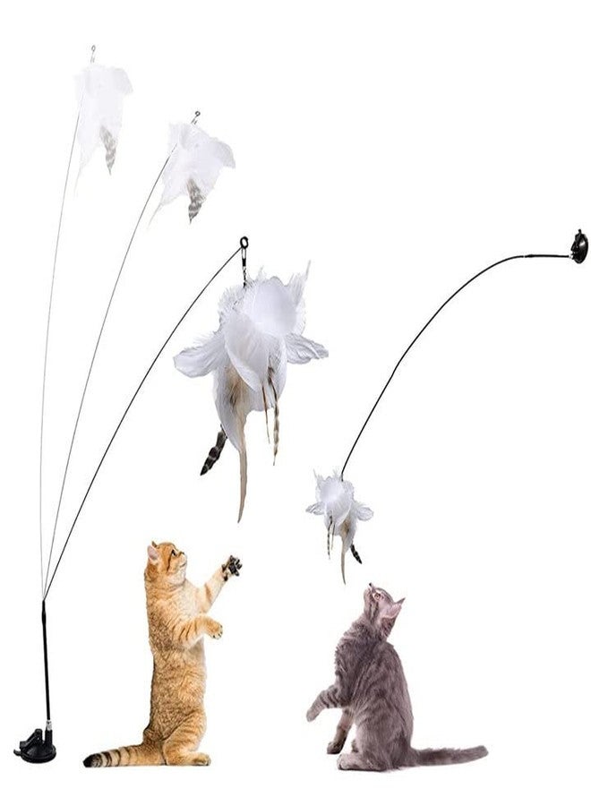 Qpets Interactive Cat Wand Toy with Feather Teaser, Flexible Steel Wire Pole, Detachable Suction Cup Base, Eco-Friendly Durable Design for Indoor Play and Exercise - Image 1
