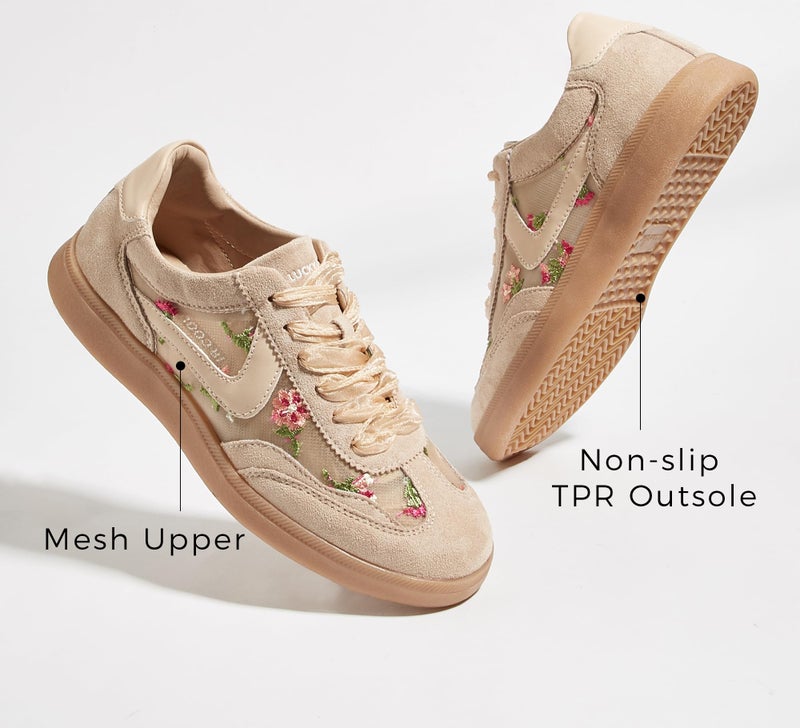 LUCKY STEP Women's Classic Fashion Casual Sneakers Skate Shoes No Slip Lace Up Walking Shoes(10 M US Pink Mesh) - Image 3