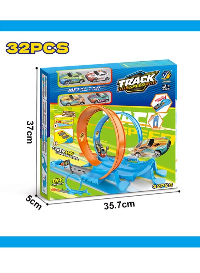 Aikenn Children's toy car metal racing toy alloy track ejection track car ejection race track car stunt speed racing model track DIY assembly track kit ejection car toy double racing toy boy toy children's gift - Image 2