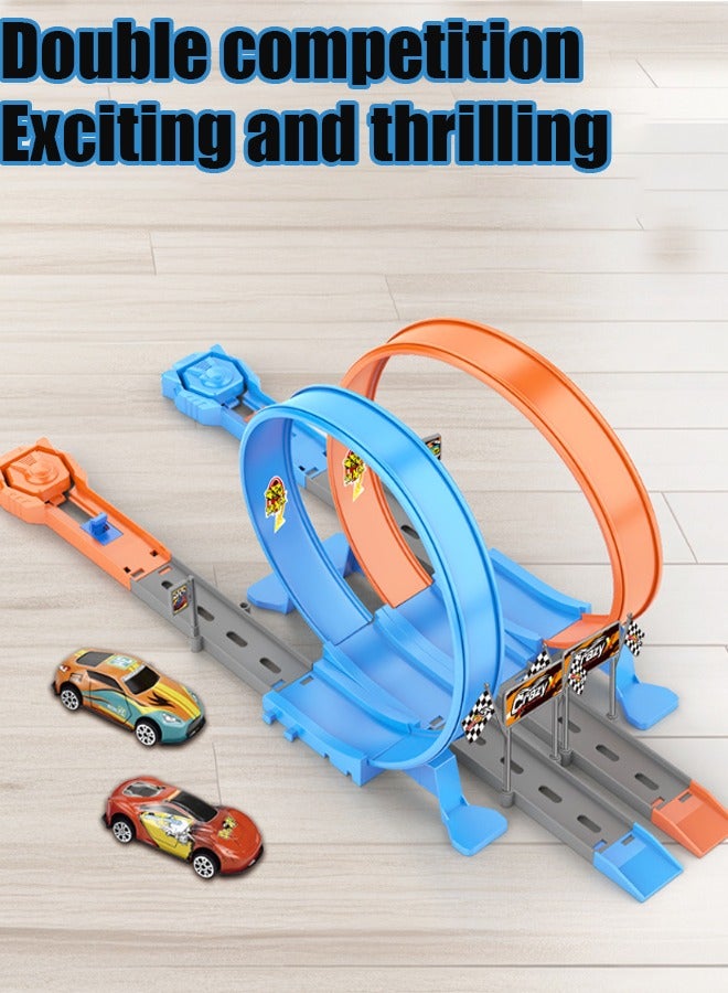 Aikenn Children's toy car metal racing toy alloy track ejection track car ejection race track car stunt speed racing model track DIY assembly track kit ejection car toy double racing toy boy toy children's gift - Image 3