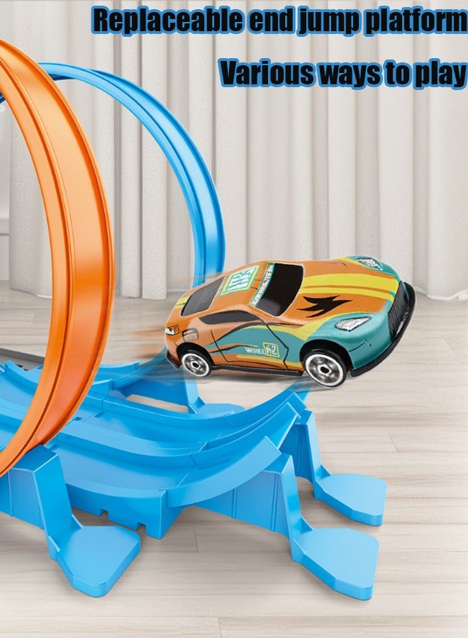 Aikenn Children's toy car metal racing toy alloy track ejection track car ejection race track car stunt speed racing model track DIY assembly track kit ejection car toy double racing toy boy toy children's gift - Image 4