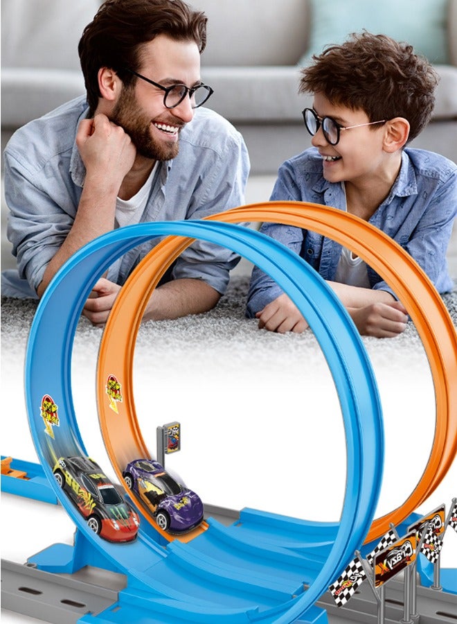 Aikenn Children's toy car metal racing toy alloy track ejection track car ejection race track car stunt speed racing model track DIY assembly track kit ejection car toy double racing toy boy toy children's gift - Image 5