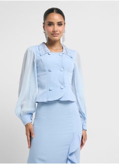 Khizana Mock Blazer Dress With Ruffle Hem  - Image 3