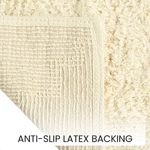 SASHAA WORLD Solid Anti-Skid Cotton Bathmat and Contour Set for Bathroom, Ultra Soft & Absorbent, Tufted Weave, Anti-Slip Latex Backing, Includes Contour & Rectangle Mat, 50X80cm, Cream - Image 3