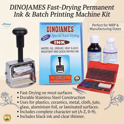 DinoJames Self-Inking Heavy-Duty Batch Printing Machine/Mini Printer – 6mm Letters, 60x40mm Print Area, Up to 4 Lines for MRP, Expiry & Batch Code - Image 5