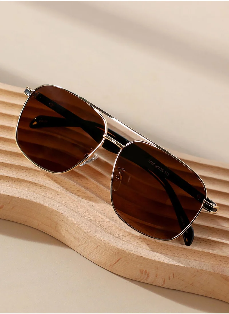 صوص هاوت The Contrast Aviator Sunglasses - Mocha Brown