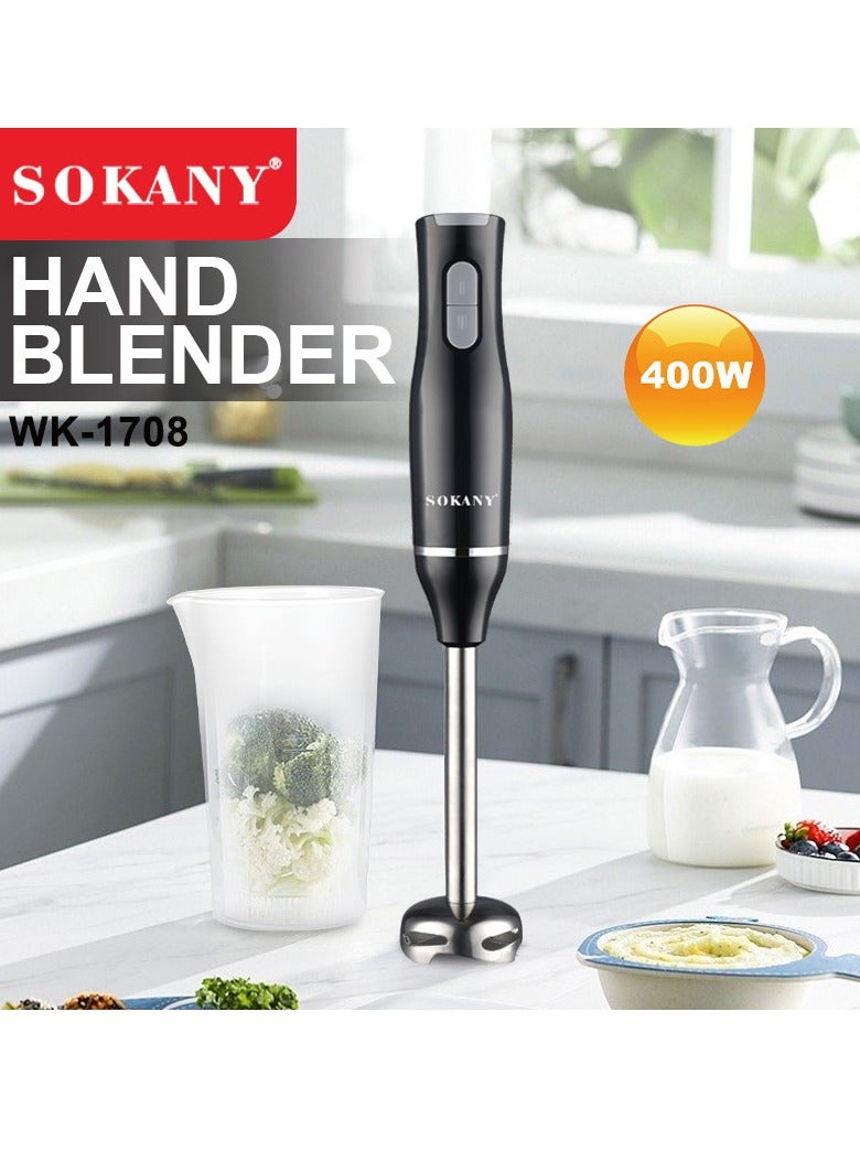 sokany Hand Blender Metal Wand,400W Stick Blender with 600ml Graduated Beaker WK-1708 (Black) - Image 3