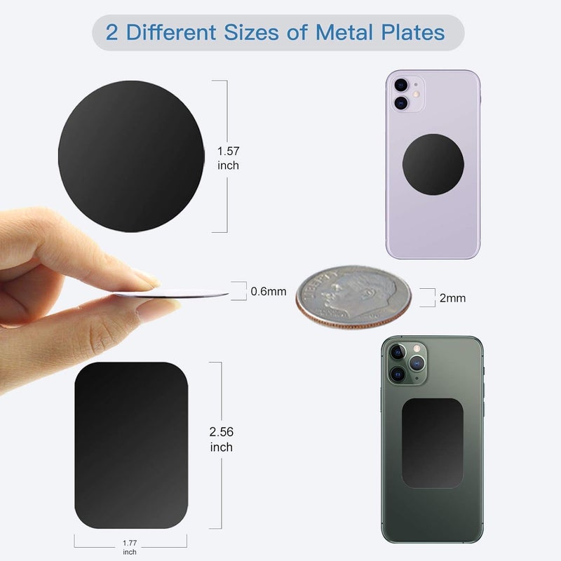 OWLKELA 10 Pack Black Metal Plates for Phone Magnet Car Mount Holder Cradle with Adhesive, Universal Replacement Sticker Compatible with Magnetic Mounts - 4 Rectangle and 6 Round Multi-goal comprehensive design - Image 2