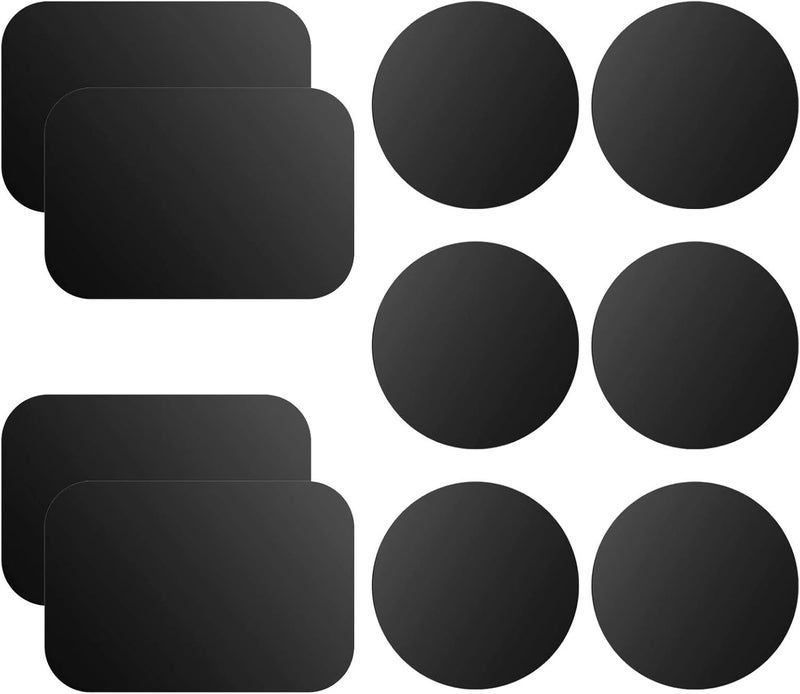 OWLKELA 10 Pack Black Metal Plates for Phone Magnet Car Mount Holder Cradle with Adhesive, Universal Replacement Sticker Compatible with Magnetic Mounts - 4 Rectangle and 6 Round Multi-goal comprehensive design - Image 1