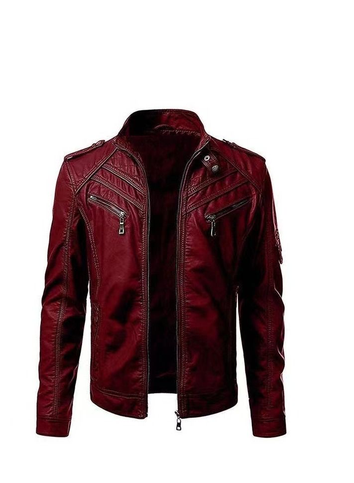 Loquat Men's Fashion Trend PU Leather Jacket  - Image 1