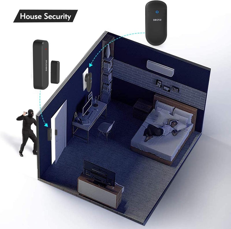 SECRUI Door Chime, Door Sensor Chime with Adjustable Volume, Easy Installation, 400ft Range, 52 Chimes, M508+D7 Door Open Chime for Business/Home When Entering, Black - Image 5