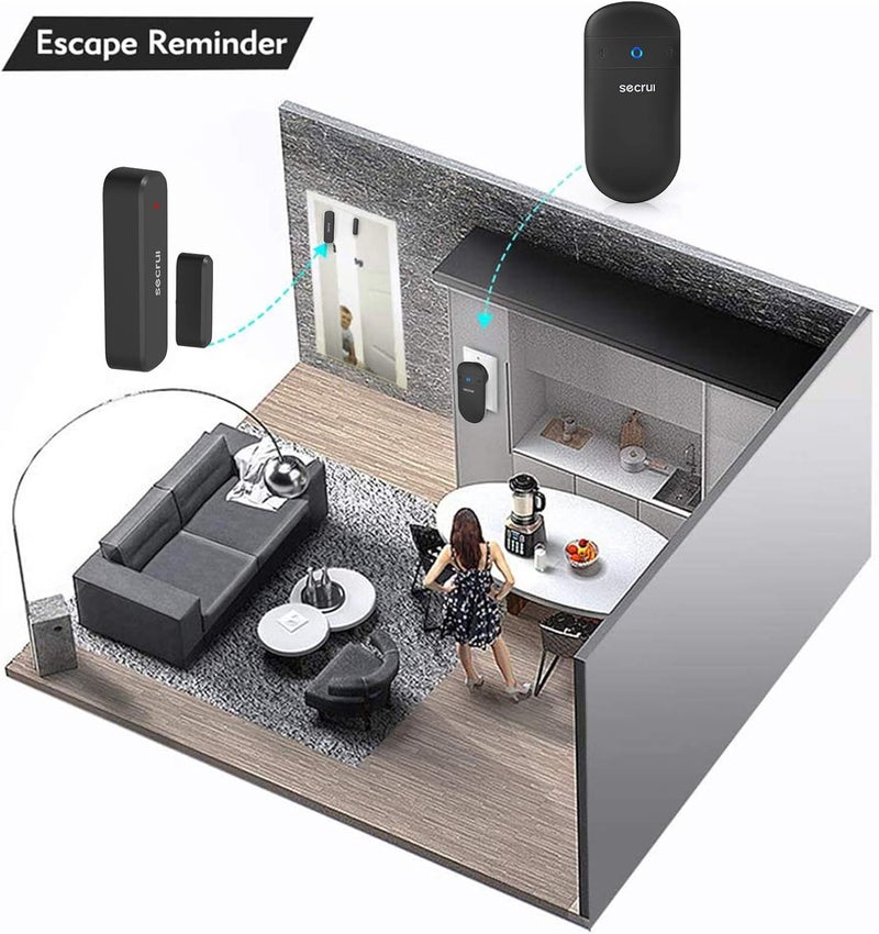 SECRUI Door Chime, Door Sensor Chime with Adjustable Volume, Easy Installation, 400ft Range, 52 Chimes, M508+D7 Door Open Chime for Business/Home When Entering, Black - Image 4