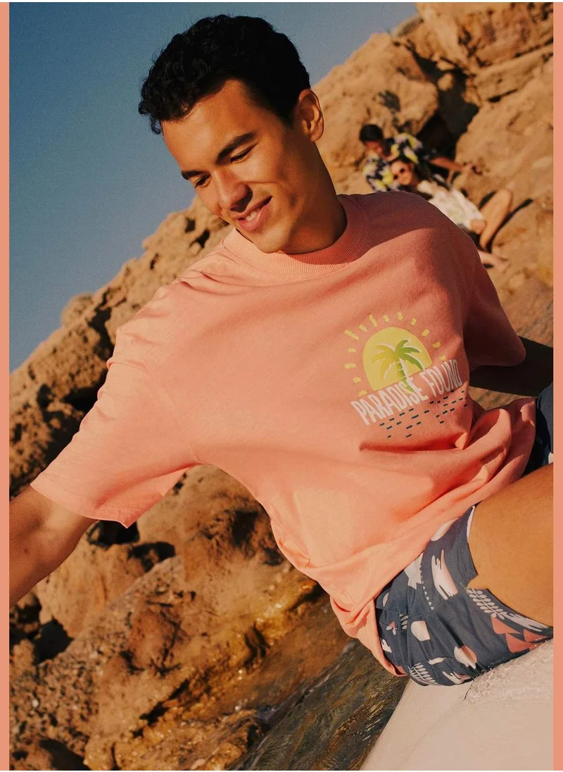 ديفاكتو Man Oversize Fit Crew Neck Short Sleeve Knitted T-Shirt