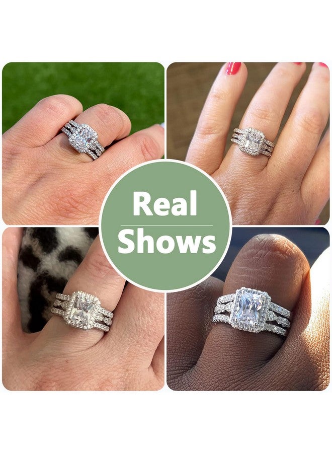 Newshe Jewellery Newshe 2.78Ct Wedding Band Bridal Ring Enhancer Engagement Ring Set For Women 925 Sterling Silver Radiant White Gold 5A Cz Size 510 (A Radiantwhite 4) - Image 4