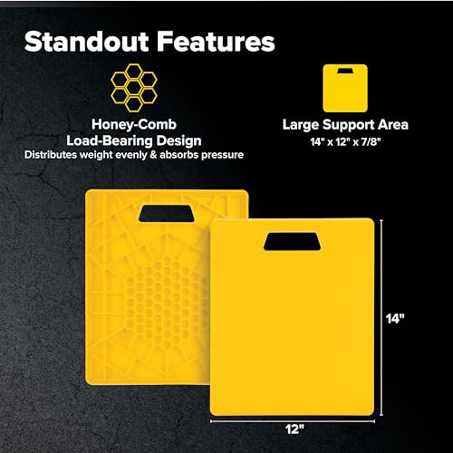 Camco Camper/RV Large Stabilizer Jack Pads - Features Interlocking Design & Handy Strap for RV Storage - Built-in Handle - Use with RV Leveling System, RV Levels & More - 14” x 12”, 2-Pk (44541) - Image 4