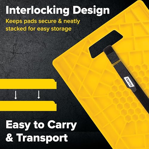 Camco Camper/RV Large Stabilizer Jack Pads - Features Interlocking Design & Handy Strap for RV Storage - Built-in Handle - Use with RV Leveling System, RV Levels & More - 14” x 12”, 2-Pk (44541) - Image 5
