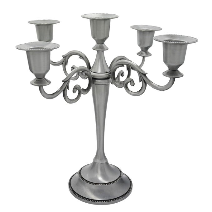 PEWTER CANDLE HOLDER5 ARMS METAL CANDLE HOLDERS FOR PILLAR CANDLES106 INCH TALL CANDLESTICK HOLDERS FOR 121 INCH TAPER CANDLESCENTERPIECE ELEGANT DECORATION PIECE FOR TABLE