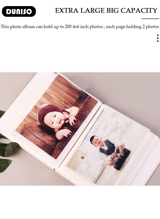 DUNISO Photo Album, Photo Album Book 100 Photos, Summer Breeze Tree Leaf Pattern Albums Holds, Eco-Friendly, Artwork or Postcard Storage,Perfect For Weddings, Baby Photos & Travel Memories - Image 4