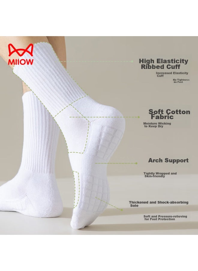 MIIOW 4 Pairs Of Men'S Socks, Solid Color Mid-Calf Socks, Summer Sweat-Absorbing Breathable Towel Bottom Non-Slip Sports Basketball Socks - Image 4