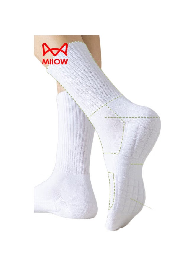 MIIOW 4 Pairs Of Men'S Socks, Solid Color Mid-Calf Socks, Summer Sweat-Absorbing Breathable Towel Bottom Non-Slip Sports Basketball Socks - Image 3