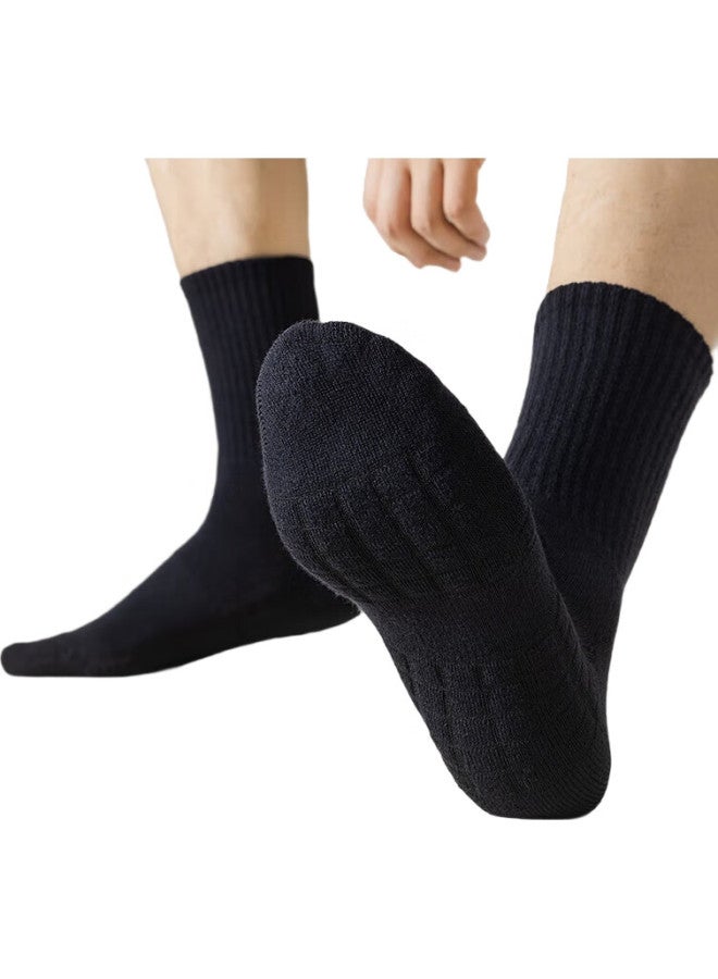 MIIOW 4 Pairs Of Men'S Socks, Solid Color Mid-Calf Socks, Summer Sweat-Absorbing Breathable Towel Bottom Non-Slip Sports Basketball Socks - Image 2