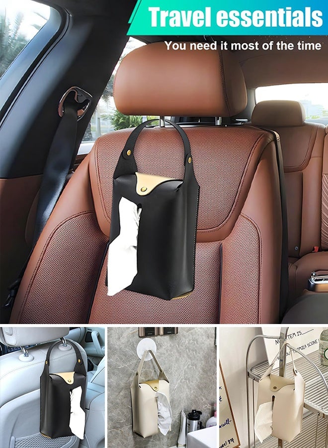 Sweet Life 2Pcs Car Tissue Holder, Large Car Headrest Hanging Tissue Box Cover, PU Leather Auto Napkin Holder, Universal Vehicle Backseat Paper Organizer for Cars Sun Visor - Image 5