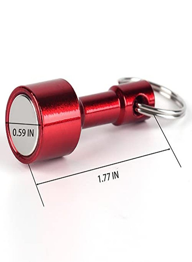 WELLZEER Keychain Magnet for Testing Brass,N52 Red Pocket Magnets for Purse with Strong Magnetic Rare Earth Neodymium,Gold,Silver, Jewelry, Metals Test Magnet and Hanging Keys Holder (2PACK-D15mm-RED) - Image 2