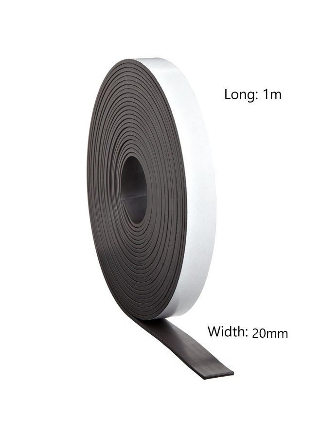 ثري ام شريط مغناطيسي مع شريط لاصق، لفة شريط مغناطيسي مع ظهر لاصق قوي، مثالية لمشاريع فنية DIY، والسبورة البيضاء وتنظيم الثلاجة، عرض 20 مم × طول 1 متر - Image 3