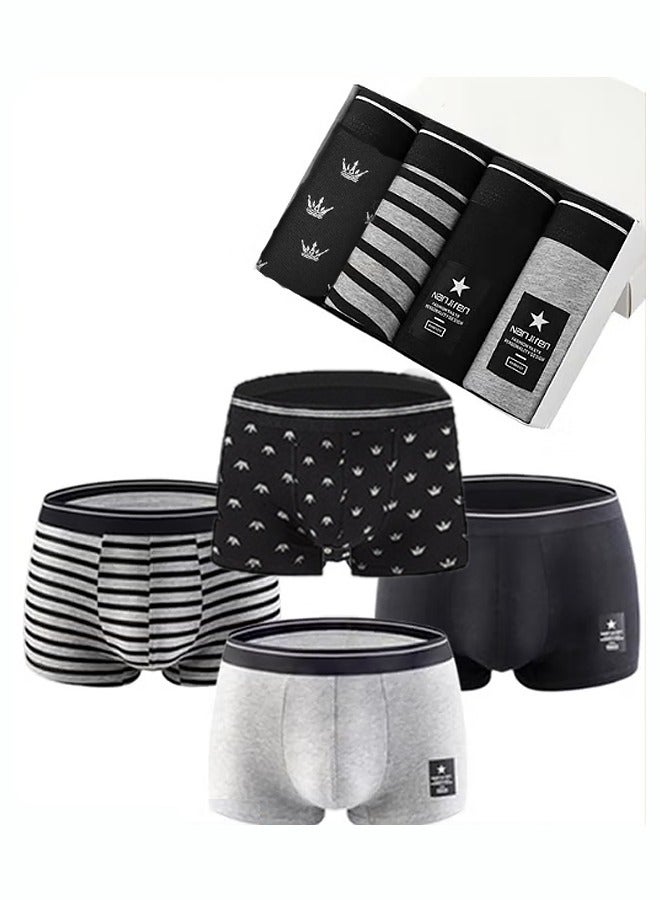 4-piece men's 95% pure cotton flat corner shorts breathable soft underwear high elasticity underwear - Image 1