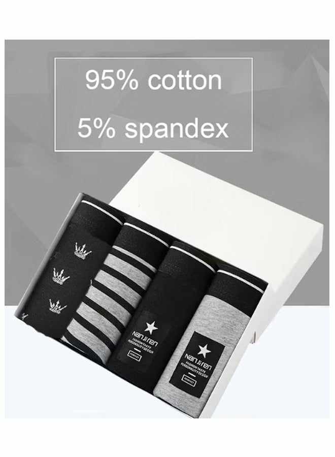 4-piece men's 95% pure cotton flat corner shorts breathable soft underwear high elasticity underwear - Image 2