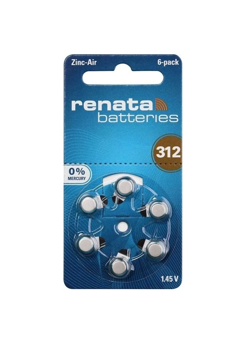 6-Pieces Renata (Size 312) Hearing Aid 1.45V Zinc-Air 0% Mercury Batteries - pzsku/Z6EA83E02323450E3DECEZ/45/_/1671724816/6d2dab7c-29c6-46c5-81bd-ae2a03194d66