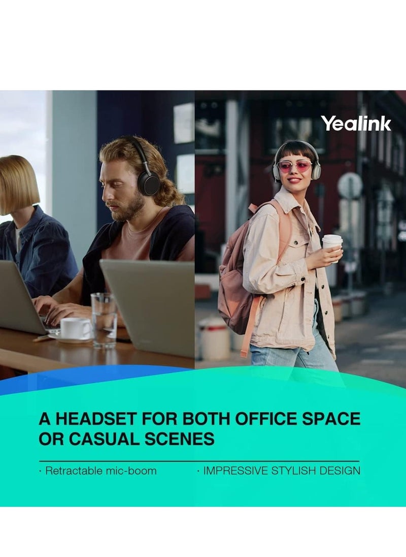 Yealink BH72 Lite Bluetooth Headset with Microphone Wireless Headset Teams & Zoom Certified Office Headphone with Noise Canceling Mic Retractable Microphone Arm for IP VoIP Phones Computer PC Laptop