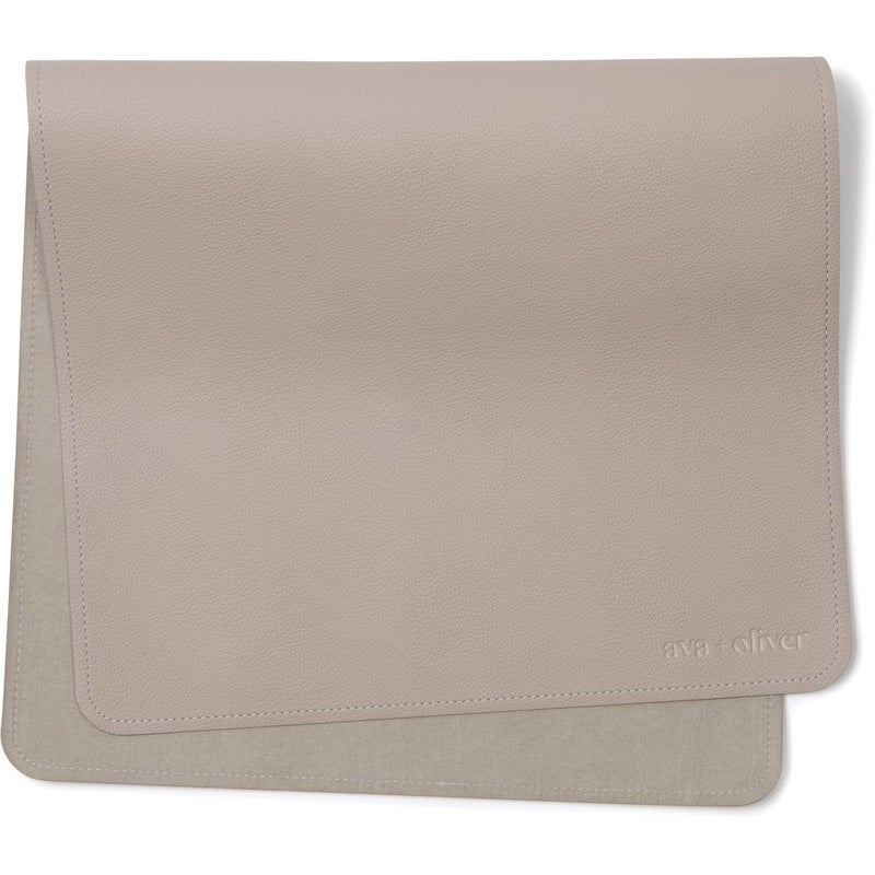 Ava + Oliver Vegan Leather Baby Changing Mat (16 X 30 in) - Multipurpose Wipeable and Portable Diaper Changing Mat - Foldable Travel Changing Mat (Grey) - Image 1