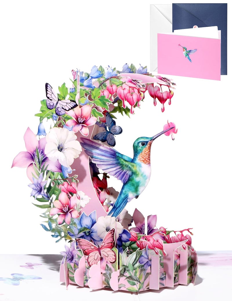 JMHACHY Hummingbird Pop Up Valentines Card - Hummingbird 3D Birthday Card, Thank You Greeting Card, Spring Themed Easter Card, All Occasion for Wife Mom Mother Wife Grandma Women Daughter - Image 1