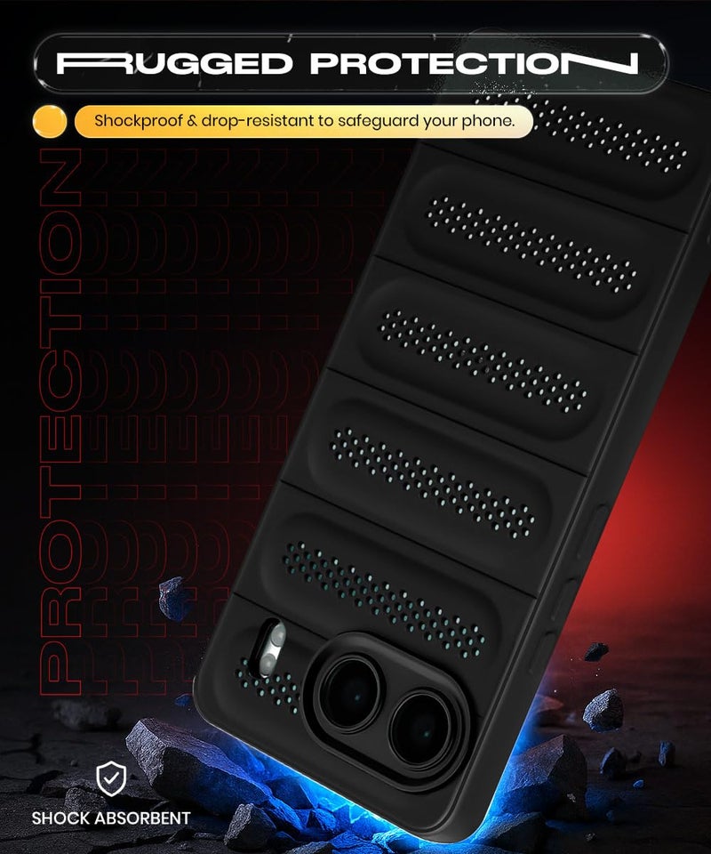 WOW IMAGINE Ultimate Silicone Back Cover Case for 1+ OnePlus Nord 4 5G | Heat Dissipation Thin Soft TPU | 360° Camera Protection | Breathable Cooling Holes – Pitch Black - Image 4